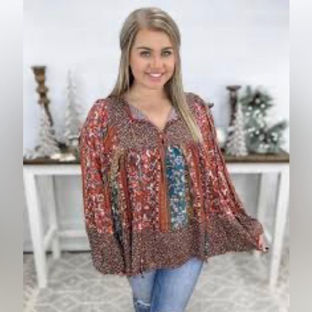 New Haptics Hobo Vintage Print top plus size 3X 🌸🌹🌺 E - Picture 8 of 9